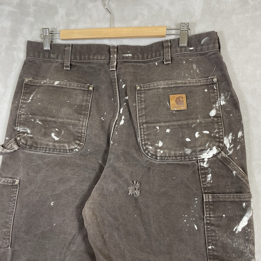 Vintage Carhartt B136 DKB Double Knee Pants Tag 34x32 Paint Distressed Loose Fit - Picture 12 of 14